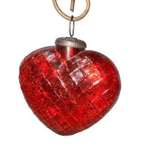 Heart-Shaped valentine kugel Red Glass Christmas Ornament With Metal Cap